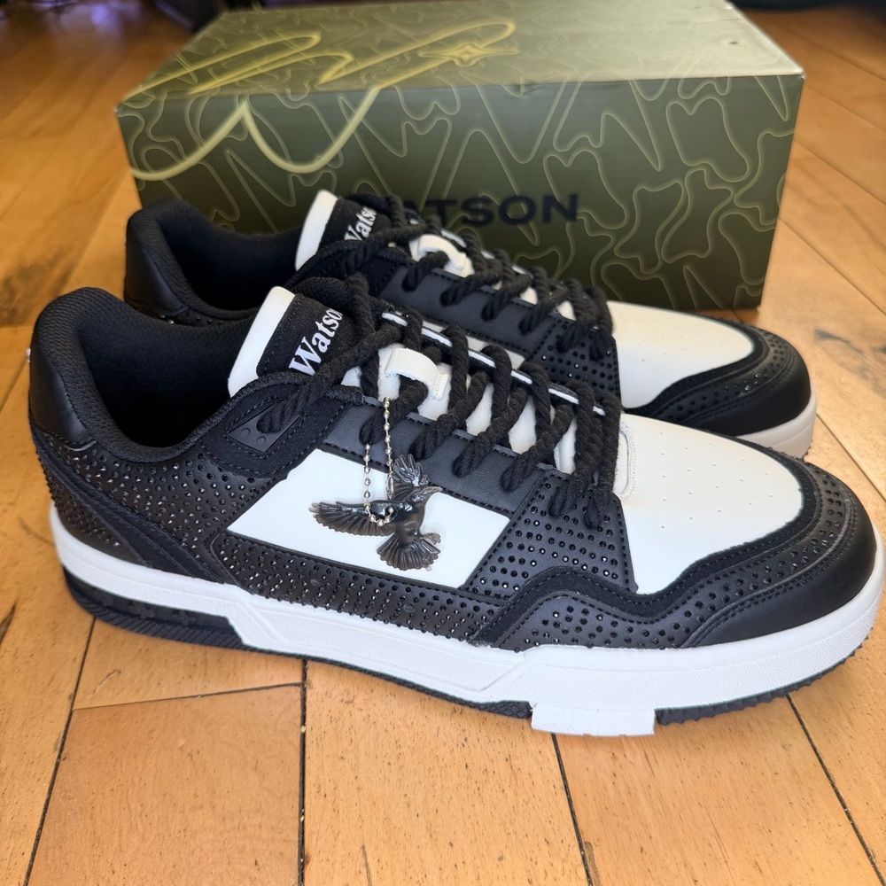 Watson VULTURE Black & white SNEAKERS (Rhinestone) Men’s 11